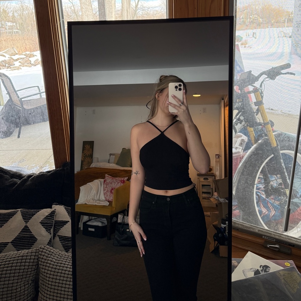 Divided Black Halter Crop Top